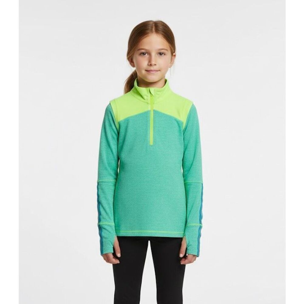 Ivivva Lululemon 1/4 Zip Pullover Reflective Green Yellow girls Size 12
